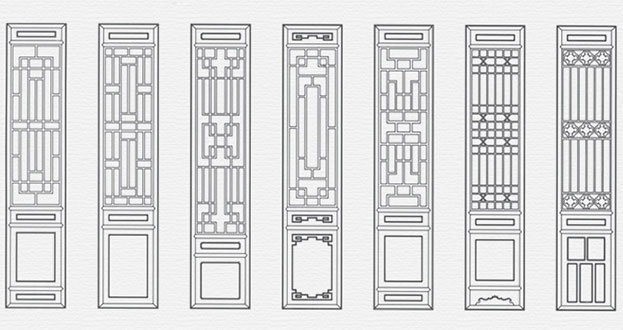 龙文常用中式仿古花窗图案隔断设计图